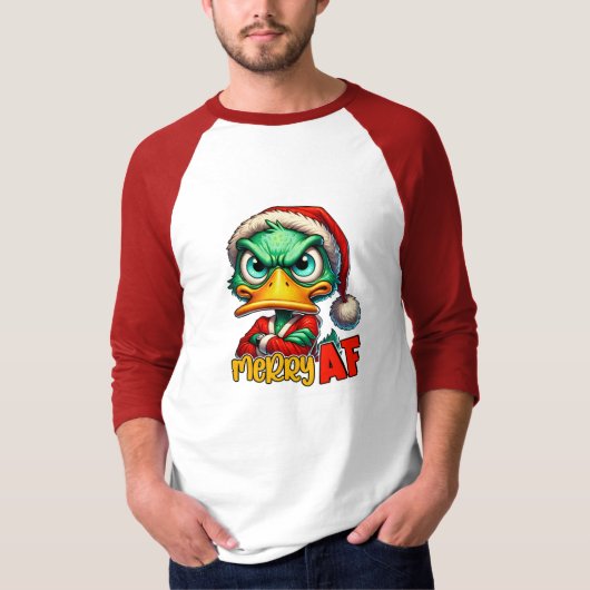 Merry AF Green Grumpy Duck T-Shirt (Vorderseite)