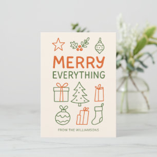 Merry all Red Green Doodle Sketch Name hinzufügen Feiertagskarte