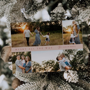 Merry All the way 4-Foto Weihnachtskarte Feiertagskarte