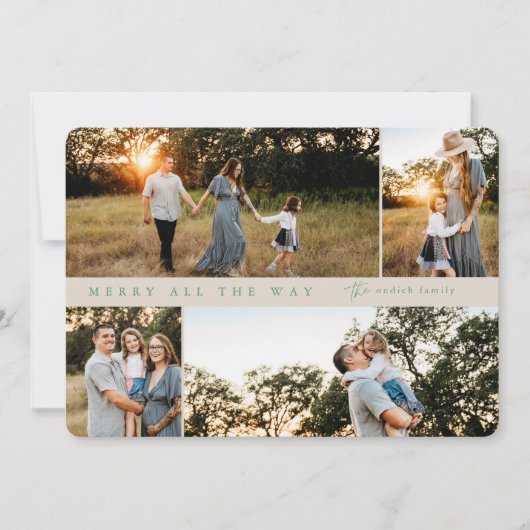 Merry All the way 4-Foto Weihnachtskarte Feiertagskarte (Vorderseite)