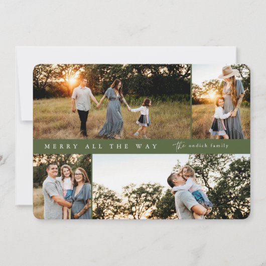 Merry All the way 4-Foto Weihnachtskarte Feiertagskarte (Vorderseite)