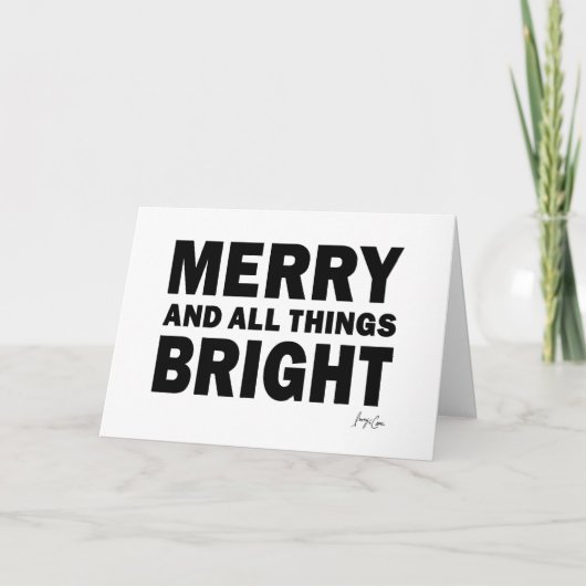 Merry & All Things Bright | Holiday Christmas Card Dankeskarte (Vorderseite)