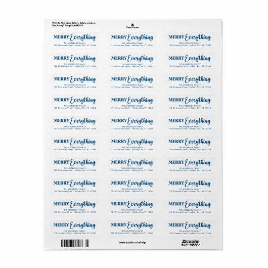 Merry alles glücklich immer Blue Modern Elegant (Vorne)