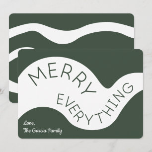 Merry alles Grüne Typografie Abstrakte Kurven Feiertagskarte