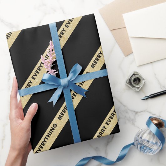 Merry Alles Imitate Gold Glitzer Streifen Urlaub Geschenkpapier (Schenken)