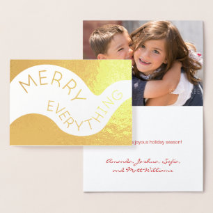 Merry alles Kurven Text Foto Holiday Gold Folienkarte