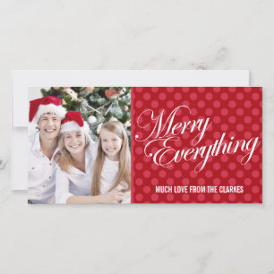 Merry alles Red Polka Dots Foto Gruß Feiertagskarte