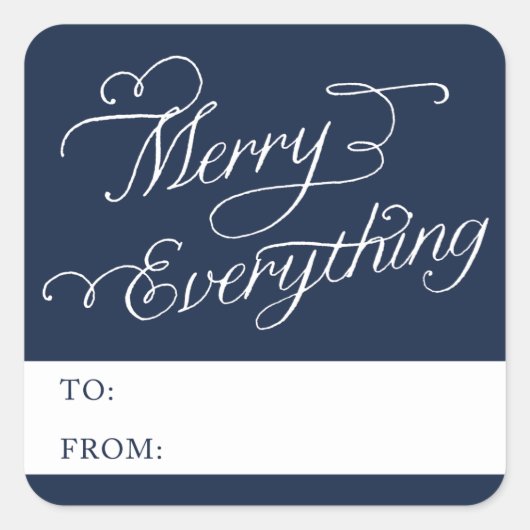 MERRY ALLES SCRIPT | FERIENFOTOKARTE QUADRATISCHER AUFKLEBER (Vorderseite)