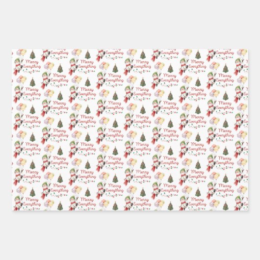 Merry alles Snowman Wrapping Paper Sheets Geschenkpapier Set (Vorderseite 2)