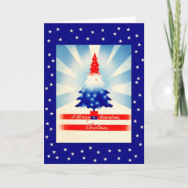 Merry American Christmas Patriotic Tree Card Feiertagskarte
