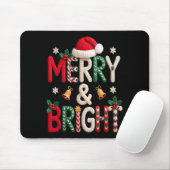 Merry &amp; Bright Christmas Santa Hat Crochet Kni Mousepad (Mit Mouse)