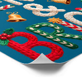 Merry &amp; Bright Christmas Santa Hat Crochet Kni Poster (Ecke)