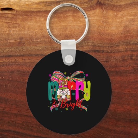 Merry & Bright Coquette Bow Nutcracker Christm Schlüsselanhänger (Vorderseite)