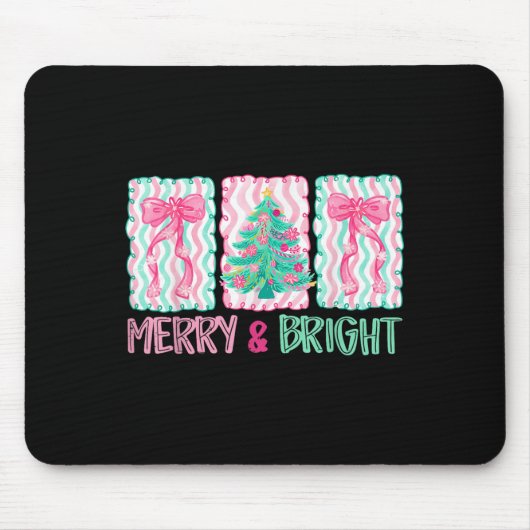 Merry &amp; Bright Coquette Preppy Bow Xmas Tree W Mousepad (Vorne)