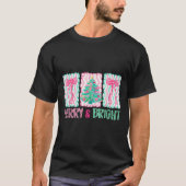 Merry & Bright Coquette Preppy Bow Xmas Tree W T-Shirt (Vorderseite)