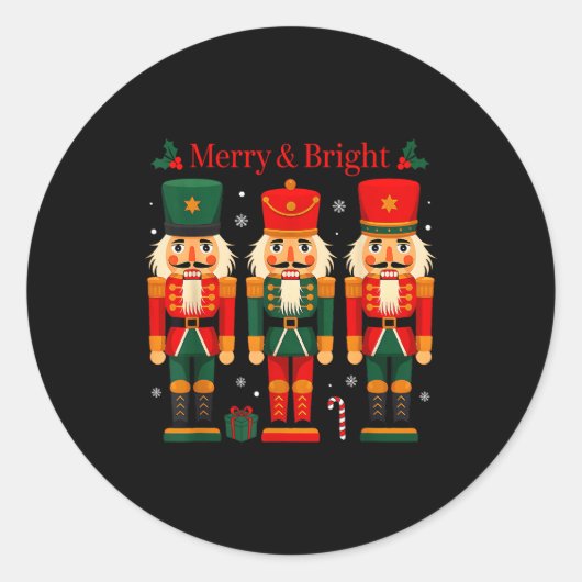 Merry &amp; Bright Nutcracker Christmas Ballet Dan Runder Aufkleber (Vorderseite)