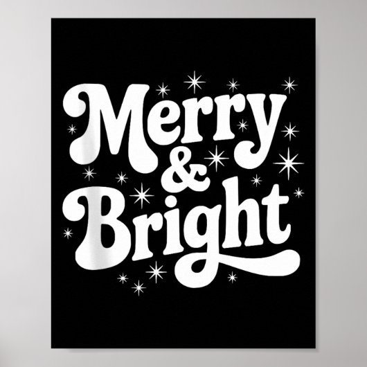 Merry & Bright Retro Christmas Groovy Holiday Poster (Vorne)