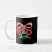 Merry & Bright Tree Coquette Bow Retro Holiday Kaffeetasse (Links)