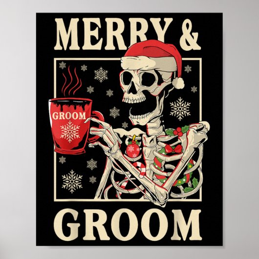Merry & Groom Bride Skeleton Christmas Bachelo Poster (Vorne)