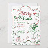 Merry And Bride Christmas Bachelorette & Itinerary Einladung (Vorderseite)