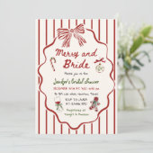 Merry and Bride Hand Drawn Christmas Bridal Shower Einladung (Stehend Vorderseite)