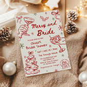 Merry and Bride Hand Drawn Christmas Bridal Shower Einladung