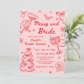 Merry and Bride Hand Drawn Christmas Bridal Shower Einladung (Stehend Vorderseite)