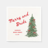 Merry and Bride Whimsical Holiday Bridal Shower Serviette (Vorderseite)