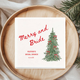 Merry and Bride Whimsical Holiday Bridal Shower Serviette