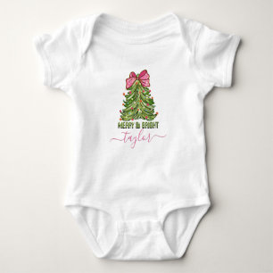 Merry and Bright Baby Name Custom Weihnachtsbaum Strampler