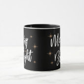 Merry and Bright Black Gold Star Elegante Weihnach Tasse (Zentrum)
