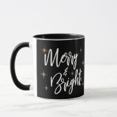 Merry and Bright Black Gold Star Elegante Weihnach Tasse (Links)