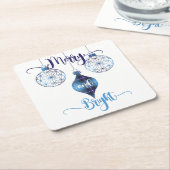 Merry and Bright Blue Plaid Ornament Rechteckiger Pappuntersetzer (angewinkelt)