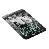 Merry and Bright Bold Mint Script Holiday Foto Magnet (Rechte Seite)