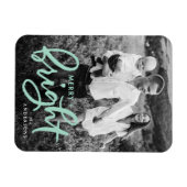 Merry and Bright Bold Mint Script Holiday Foto Magnet (Horizontal)