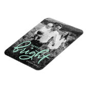 Merry and Bright Bold Mint Script Holiday Foto Magnet (Linke Seite)