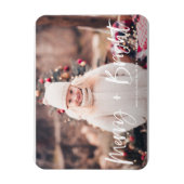 Merry and Bright Brush Lettering Foto Weihnachten Magnet (Vertikal)
