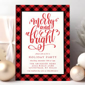 Merry and Bright Buffalo Karierter Weihnachtsurlau Einladung