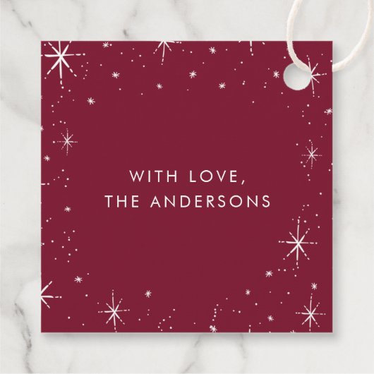 Merry and Bright Burgundy Weihnachten Geschenkanhänger (Rückseite)