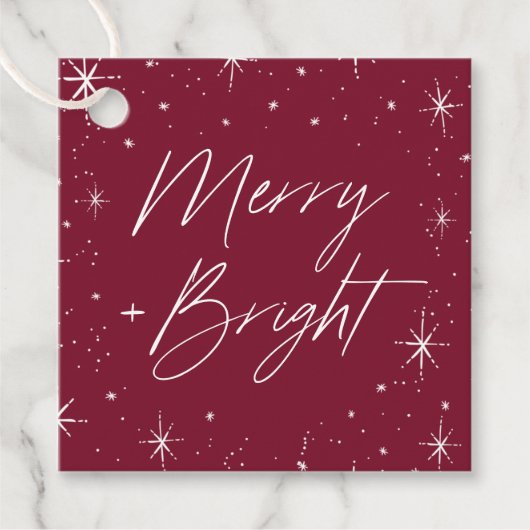Merry and Bright Burgundy Weihnachten Geschenkanhänger (Vorderseite)