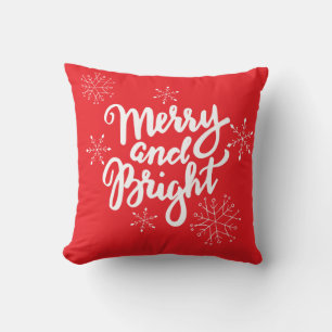 Merry and Bright Calligraphy Holiday Kissen