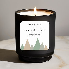 "Merry and Bright Candle Label | Feiertag Quadratischer Aufkleber