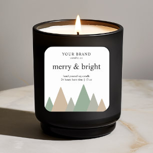 "Merry and Bright Candle Label   Feiertag Quadratischer Aufkleber
