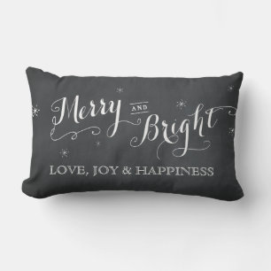 Merry and Bright - Chalkboard Lendenkissen