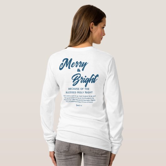 Merry and Bright Christmas Blue Script T-Shirt (Schwarz voll)