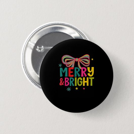 Merry And Bright Christmas Crew 2025 Funny Family Button (Vorne & Hinten)