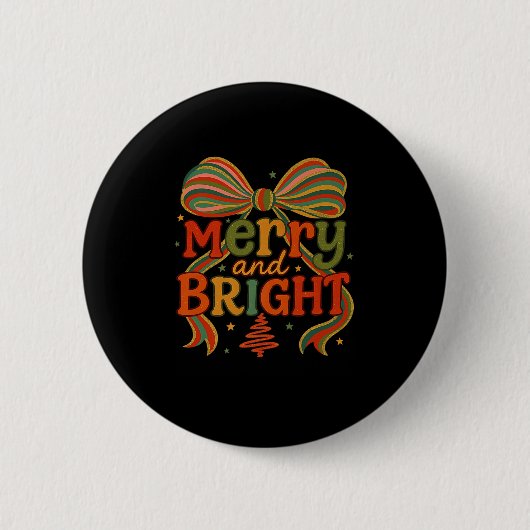 Merry And Bright Christmas Crew 2025 Funny Family Button (Vorderseite)
