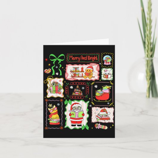 Merry And Bright Christmas Gingerbread Santa Book Karte (Vorderseite)