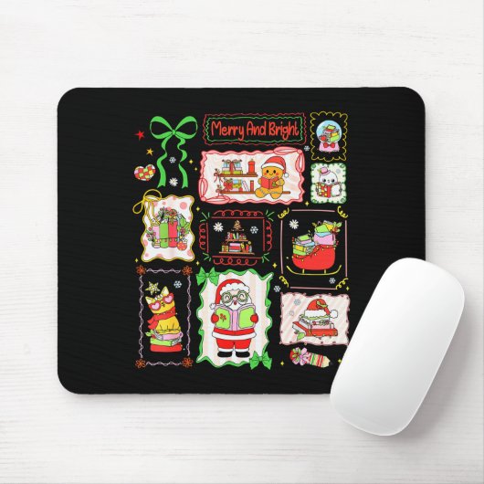 Merry And Bright Christmas Gingerbread Santa Book Mousepad (Mit Mouse)