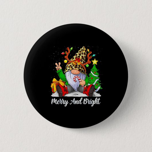 Merry And Bright Christmas Gnome Family Pajamas Ma Button (Vorderseite)